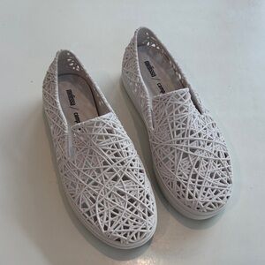 Melissa x Campana White Vegan Jelly Slip On Platform Sneakers US 8